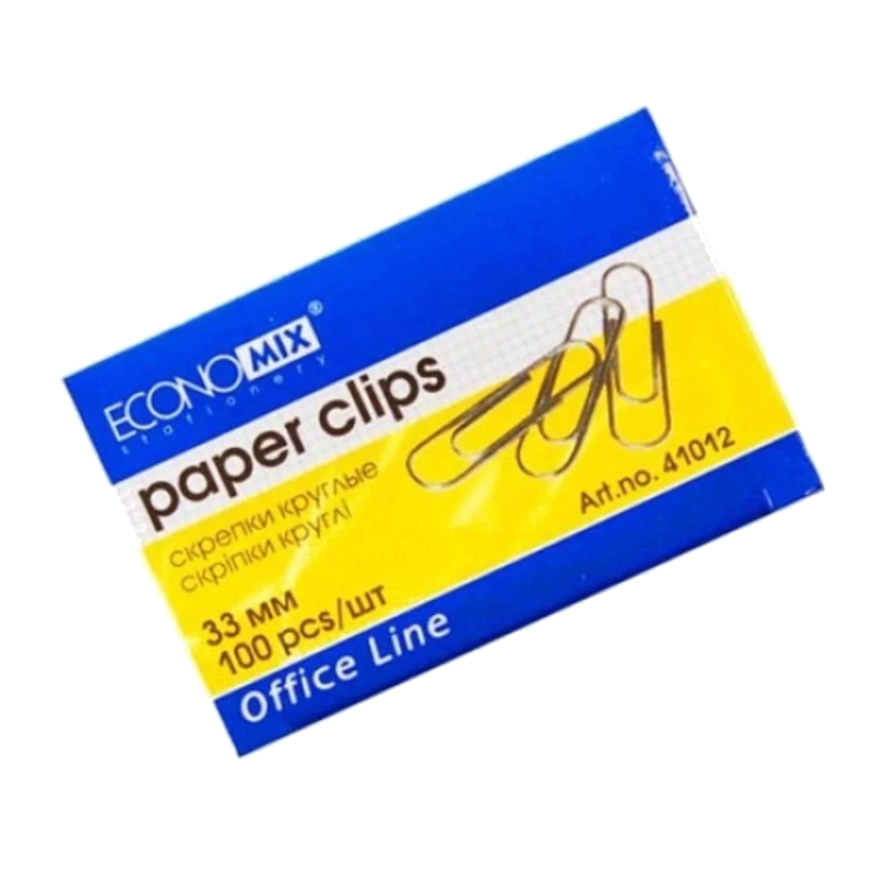 Скріпки ECONOMIX (E41012) 33 мм, круглі, нікельовані, 100 шт.